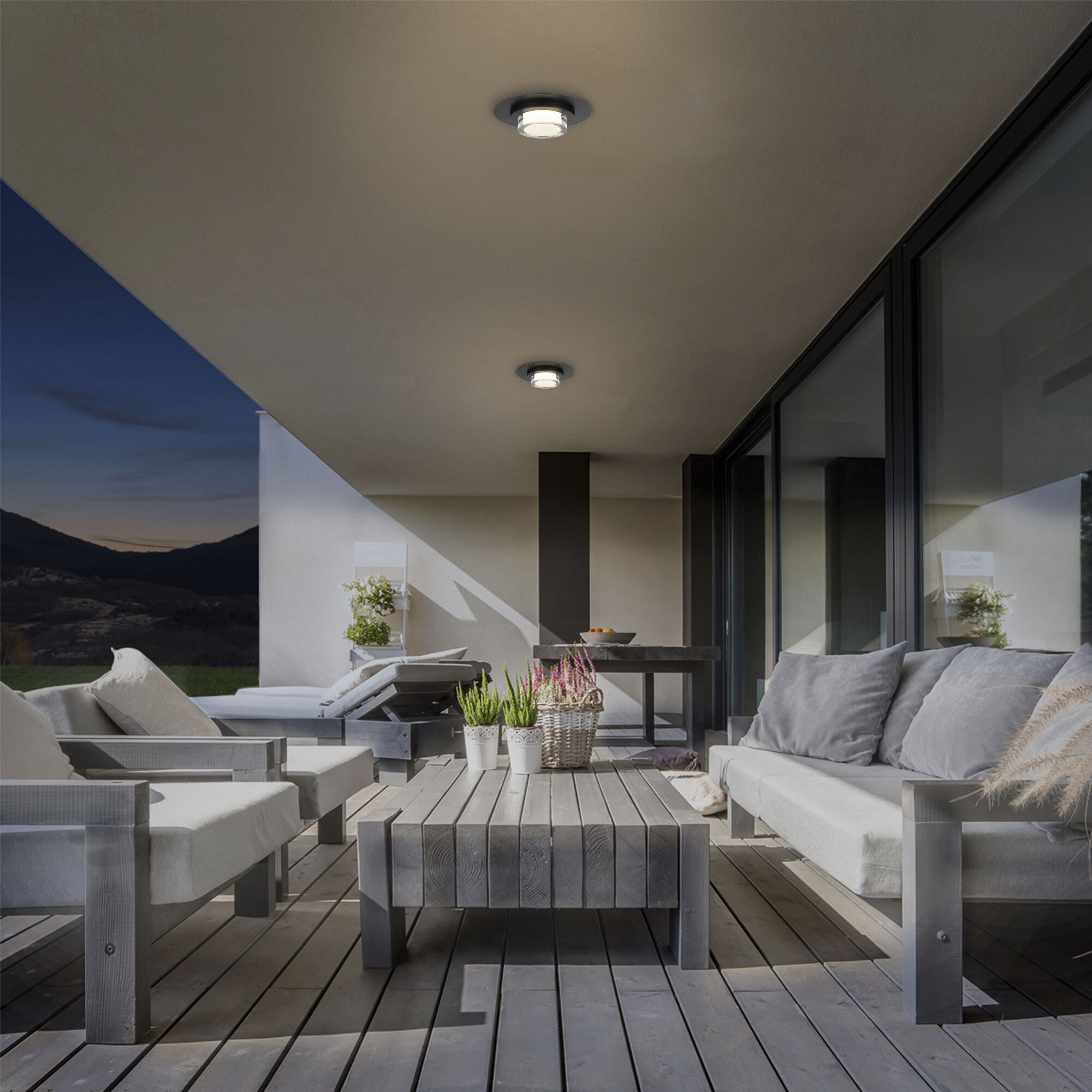 Plate LED 12 inch Sand Black Outdoor Flush Mount